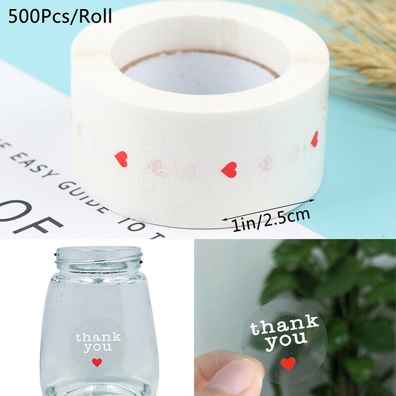 500Pcs Paper Seal Labels Thank You Stickers Handmade With Love Gift Bake Dec Tt
