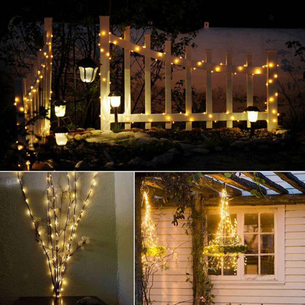 Outdoor Solar Powered 12m 100 LED String Lights Waterproof Lamp Warm