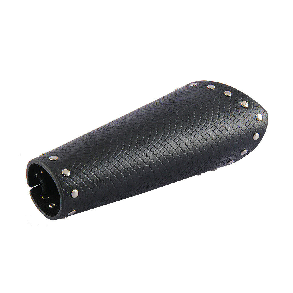 2Pcs PU Leather Metal Smooth Studded Gauntlet Wristband Wide Bracer Arm Armor