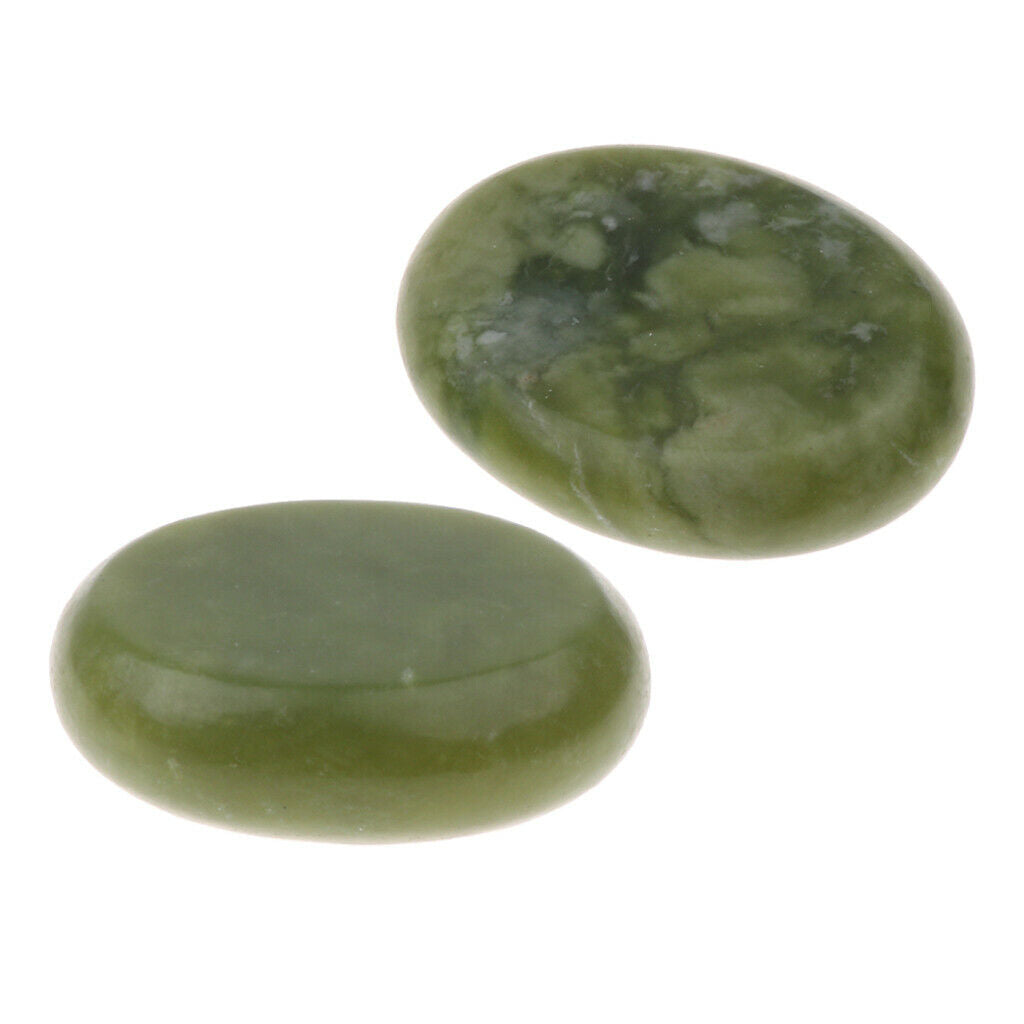 2x Professional Green Body Massage Essential Jade Stones Set for Fatigue Relief