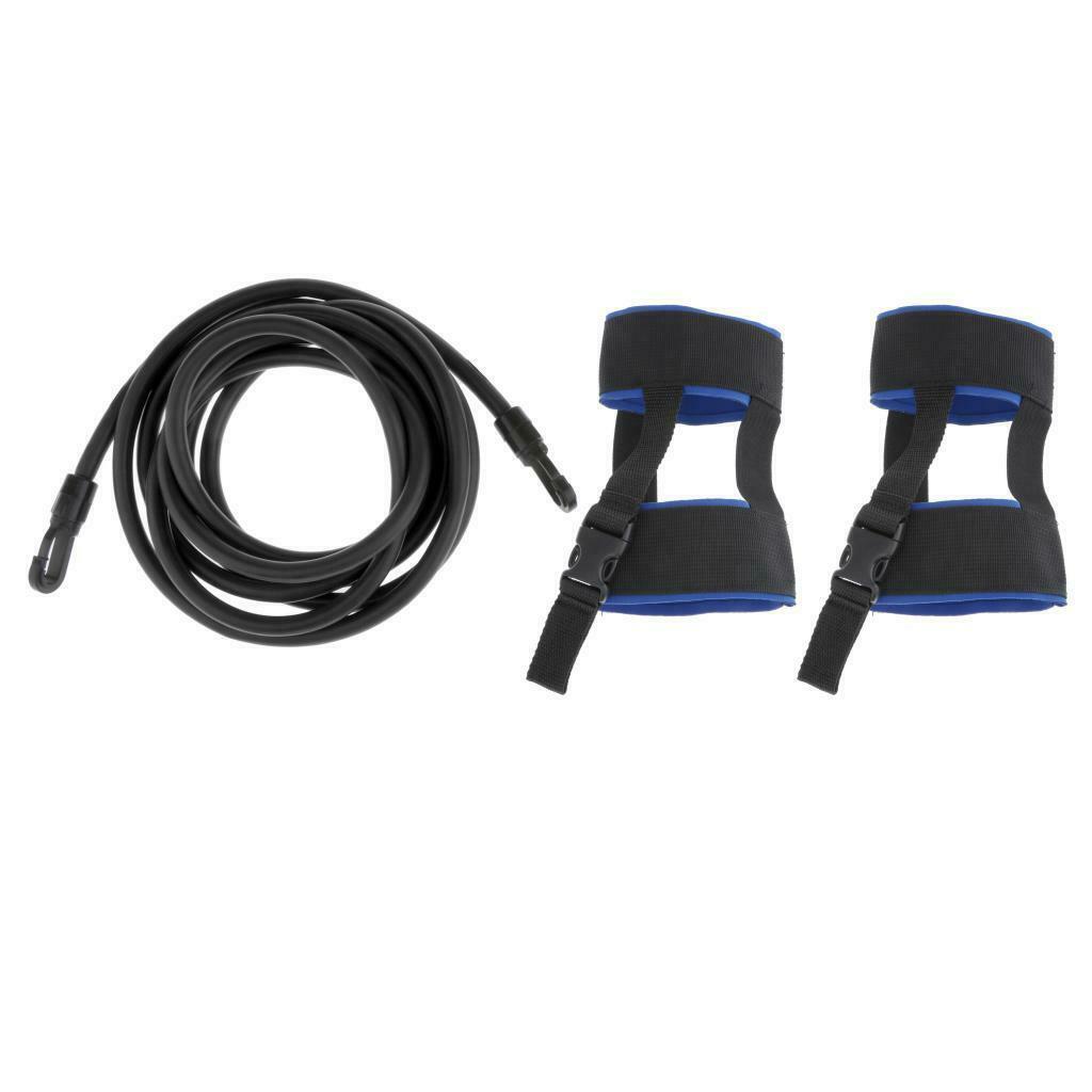Stationary Swimmer Training Ankle Strap Swim Lap Training Belt Black