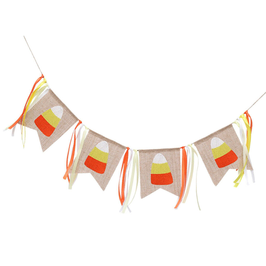 Candy Corn Ribbon Banner Thankgiving Day Halloween Fall Autumn Harvest Decor
