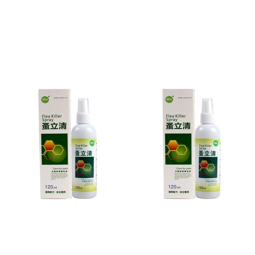 2Pieces 120ml Pet Flea Killer Spray Flea Cat Dogs Treatment for Cat Dogs