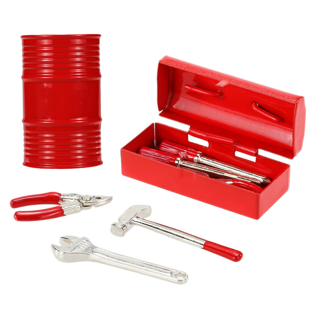 1/10 RC Cars Oil Gas Drum Tank Container + Hand Tool Set for RC4WD D90 D110