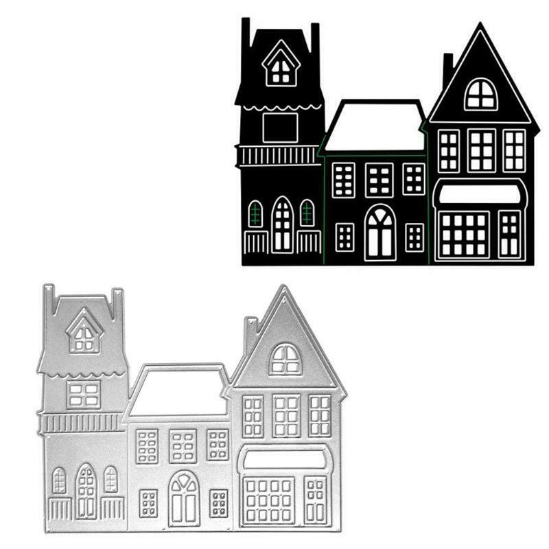 Village House Metal Cutting Dies Stencil DIY Scrapbooking Card Template Mold