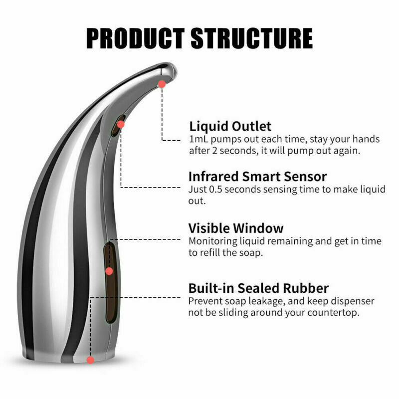 300ML Electric IR Sensor Liquid Dispenser Touchless Automatic Soap Dispenser