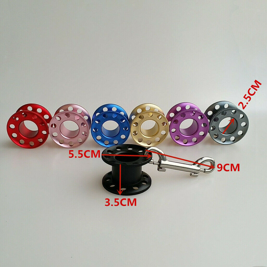 Scuba Diving Dive Reel Alloy Finger Spool 15m Line Bolt Double Ended Snap Clip