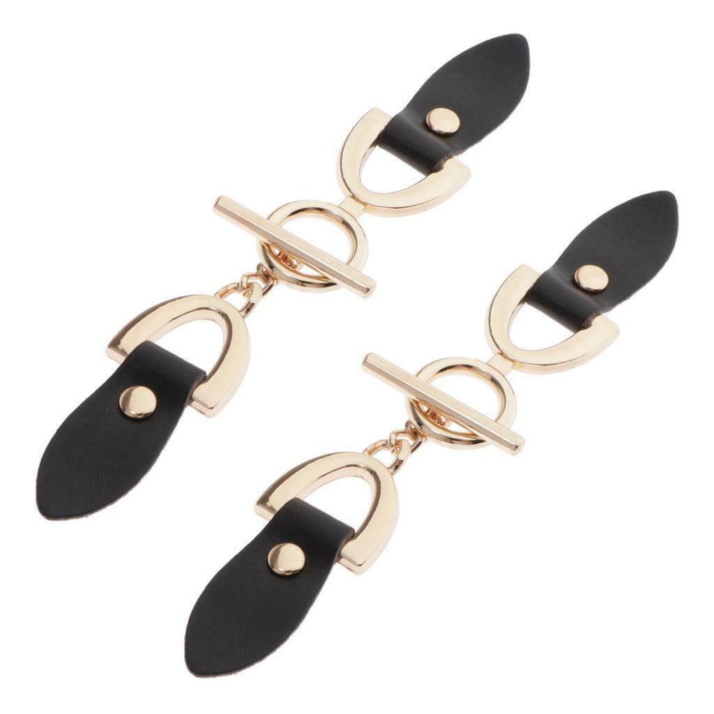 2 Pairs Sew on Leather Sewing Buckle with Metal Clasp Hook Sewing Fasteners