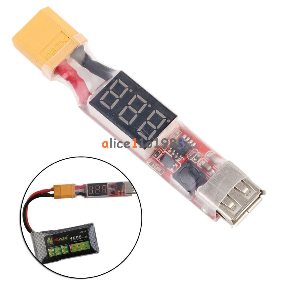 2S-6S Lipo Battery XT60 Plug to USB 5V 2A Charger Converter Adapter for Phone PC