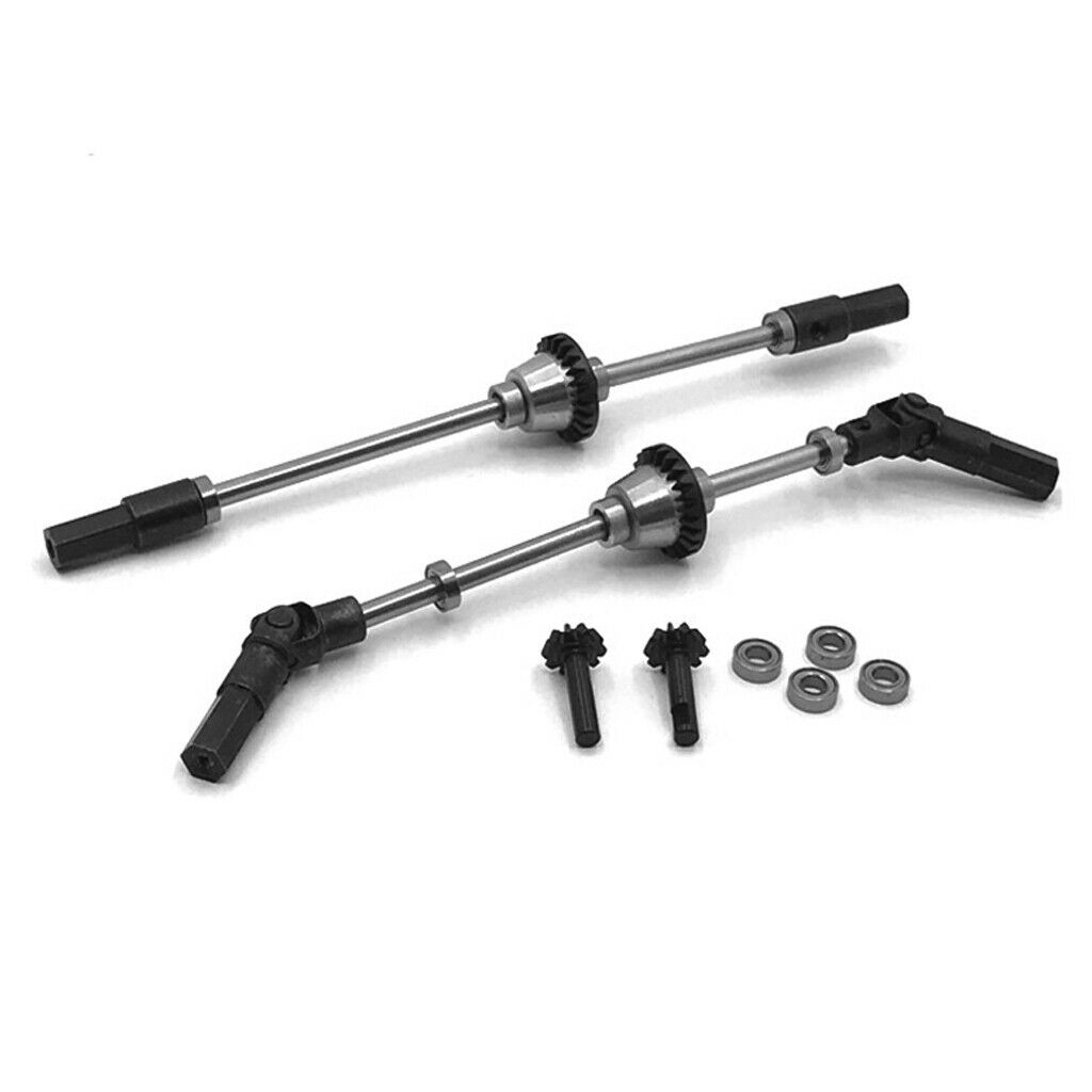 Metal Axle Shaft Steering Hubs Bearing Pinion Gears Set for 1/12 RC Off Road Car