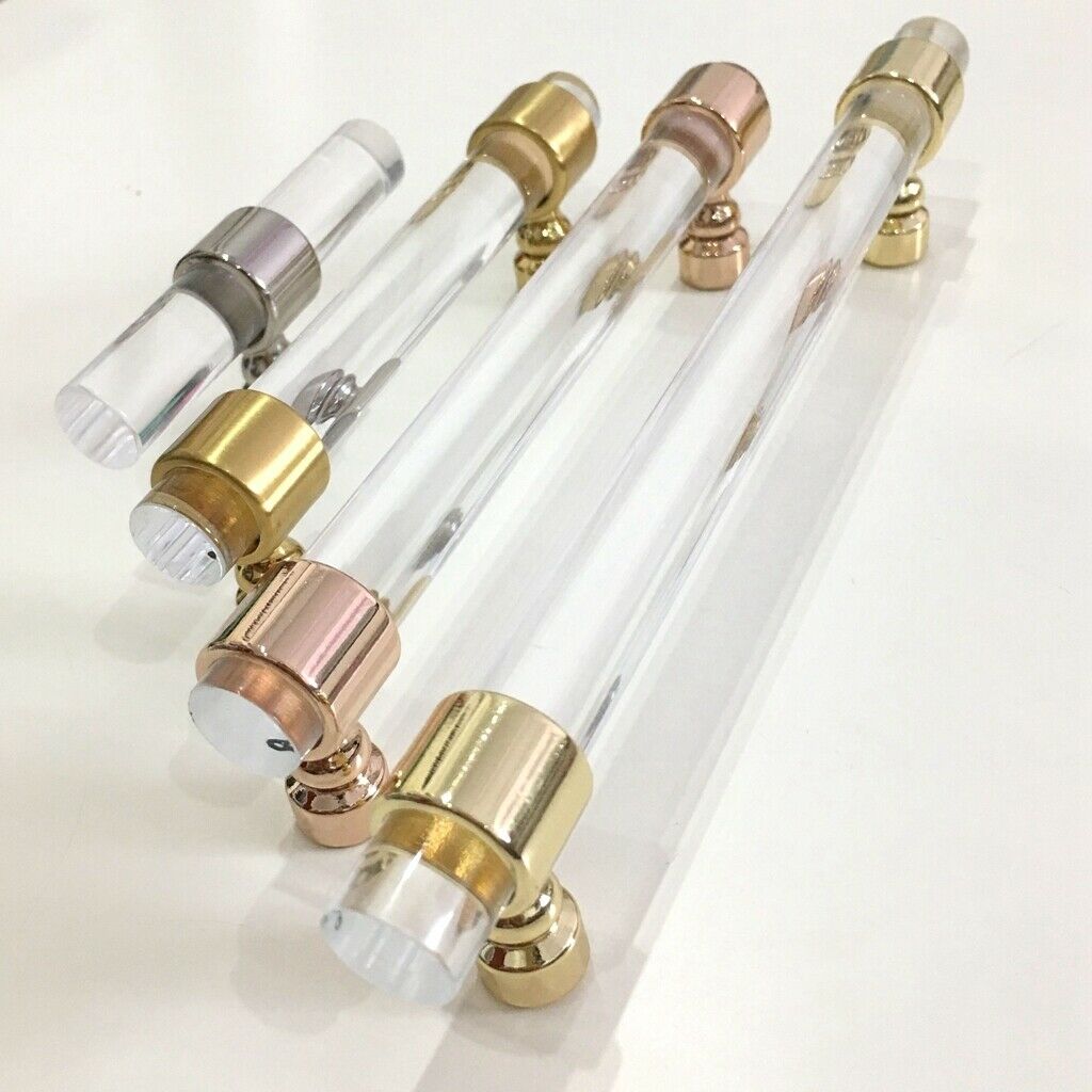 Screw in Clear Effect T Bar Rod Handle Kitchen Door Handles Chrome 80mm