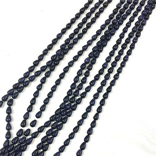 1 Strand/44Pcs 9x6mm Blue Sand Stone Teardrop Spacer Loose Beads 15.5inch HH407