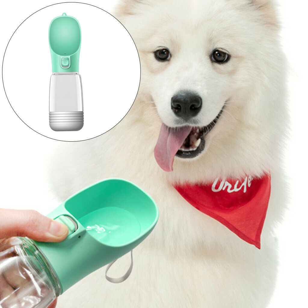 Dog Bottle Puppy Cat Drinking Food Dispenser Feeder for Walking Green