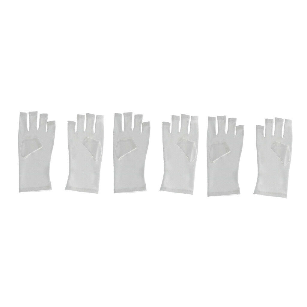3 Pairs Soft Fabric Anti UV Hand UV Protector Gloves for Dryer Lamp White