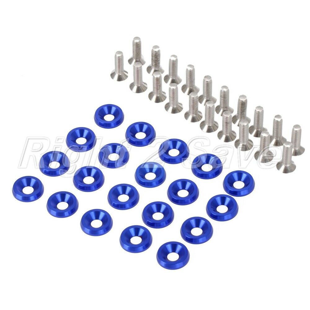 Blue Billet Aluminum Bumper Fender M6 Bolt Washer Screw for  Acura 20Pcs