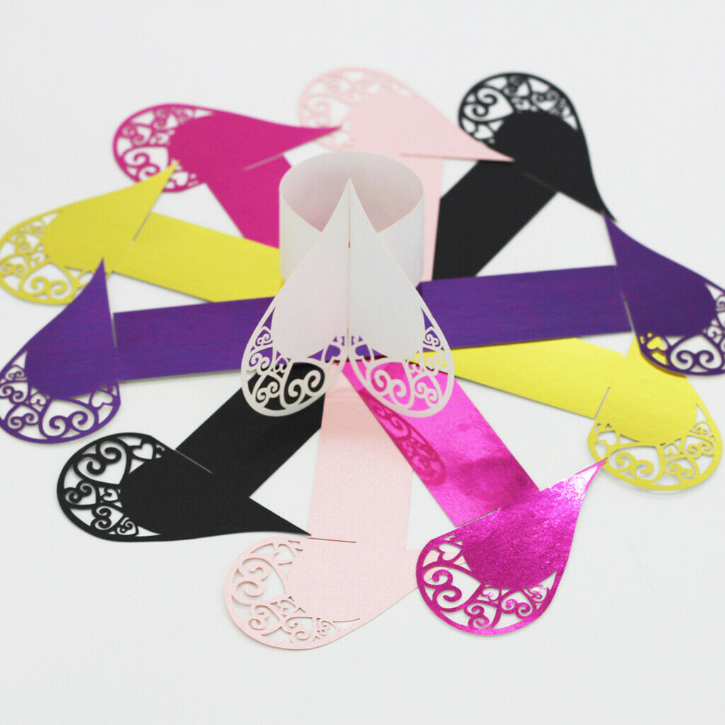 50x Paper Hollow Cut Napkin   Holder Wedding Xmas Party Table Decor Black