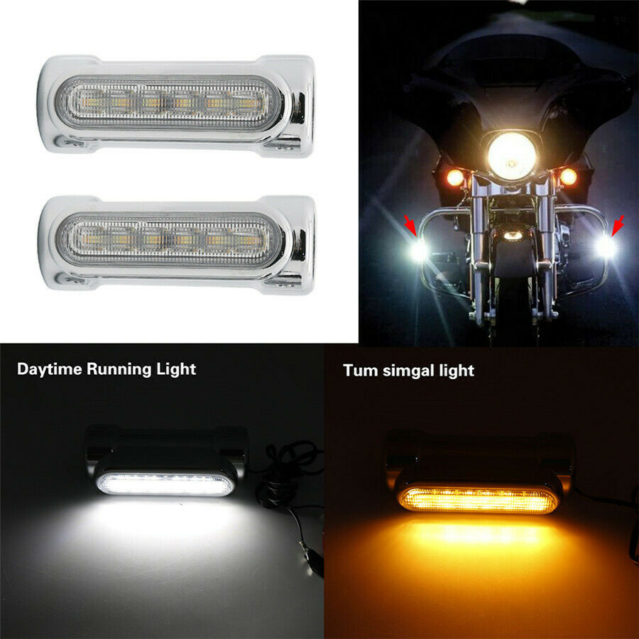 Motorcycle Highway Bar Switchback Driving Light White Amber LED For Crash Bars