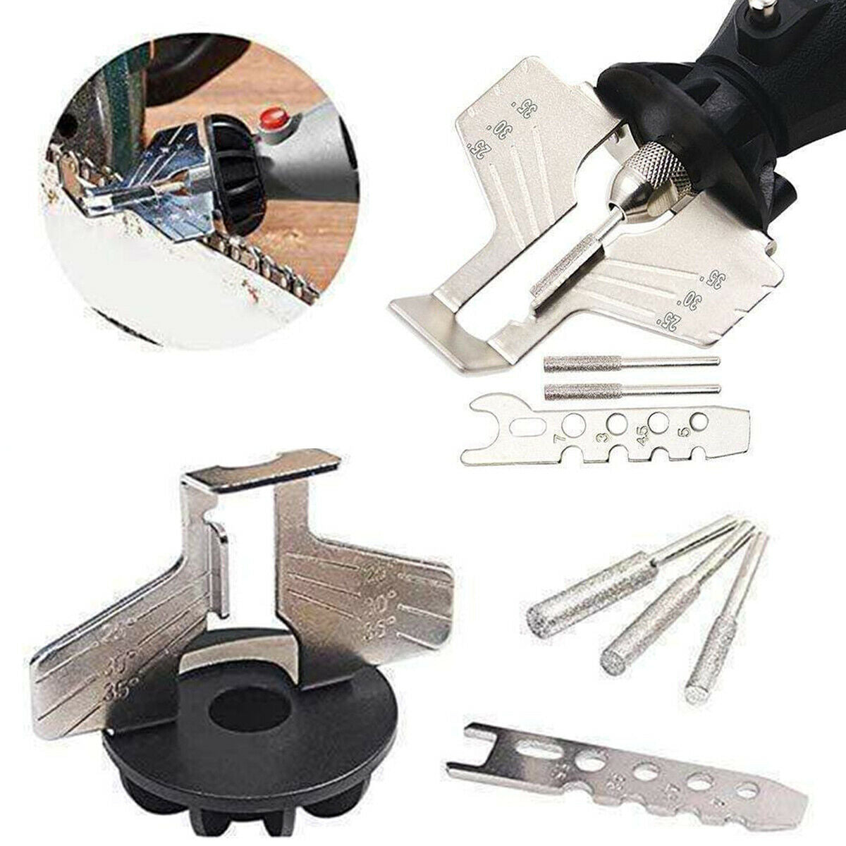 For Saw Chains 1 Set 70mm High Speed Steel Chainsaw Sharpener Attachment Kit