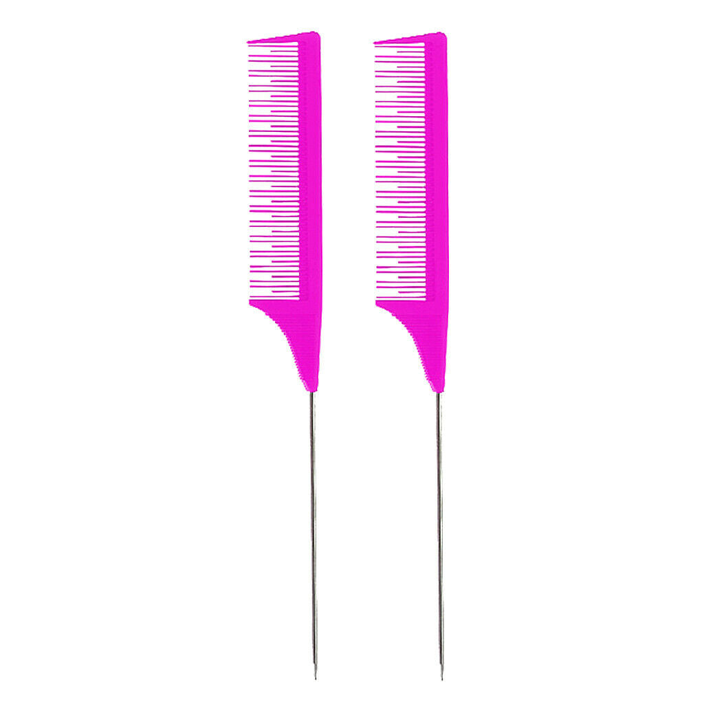 2x Barber Fine-Tooth Rat Tail Comb for Hair Dyeing Styling Detangling Purple