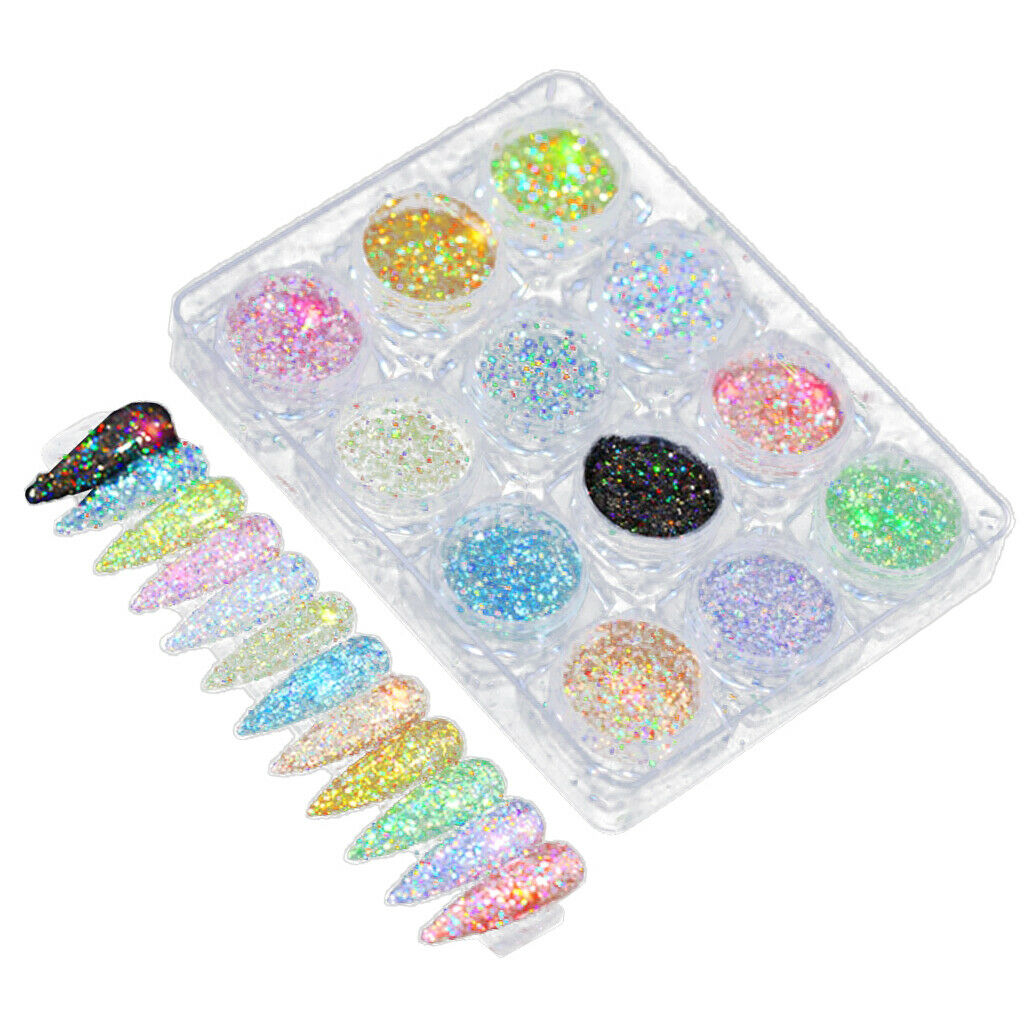 1 Box Of Chunky Glitter Nail Sequins Iridescent Flakes, Ultra-thin Tips, Mixed