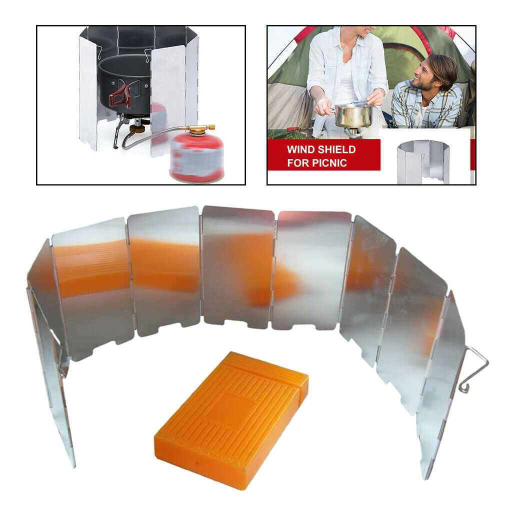 9 Plates Aluminum Alloy Cooker Stove Wind Screen Windshield Backpacking