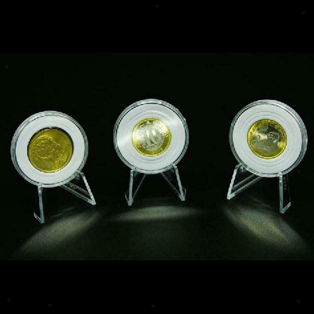 5Pcs Clear Coins Display Stands Holder for Medallions Lighters Poker Chips