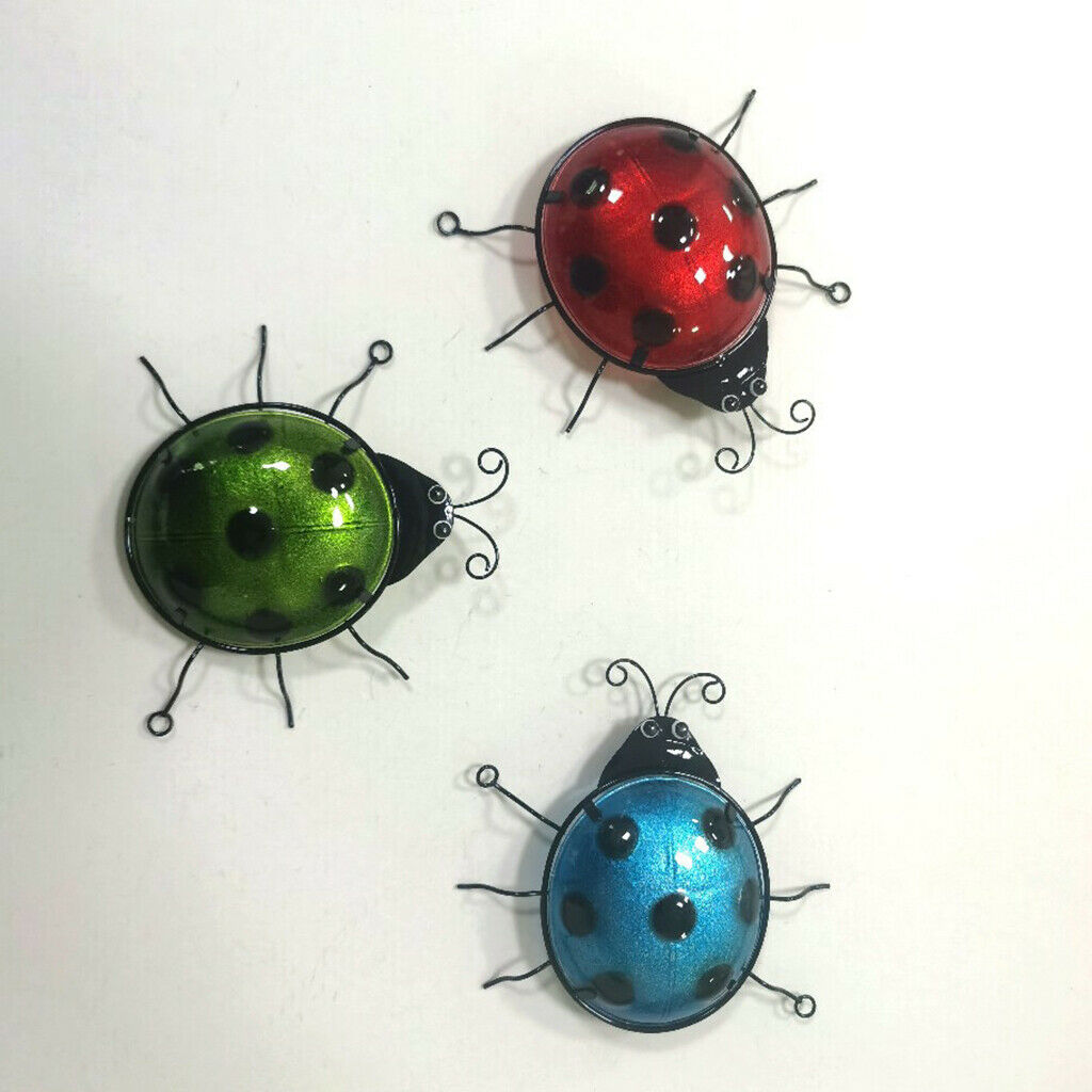 3 Pieces Wall Art Decor Ladybug Garden Yard Sculpture Statue Ladybird Decors