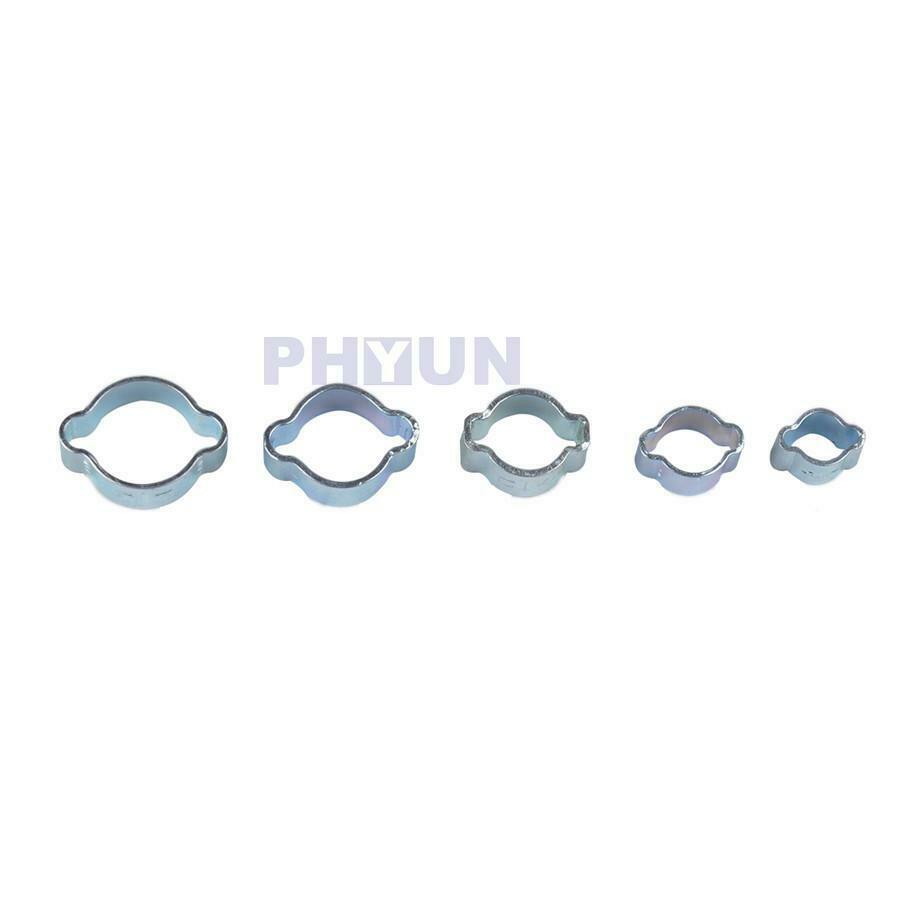80PCS Double Ear Clamps O Clips Mikalor Water Fuel Air Hose 5-18MM 6 Sizes