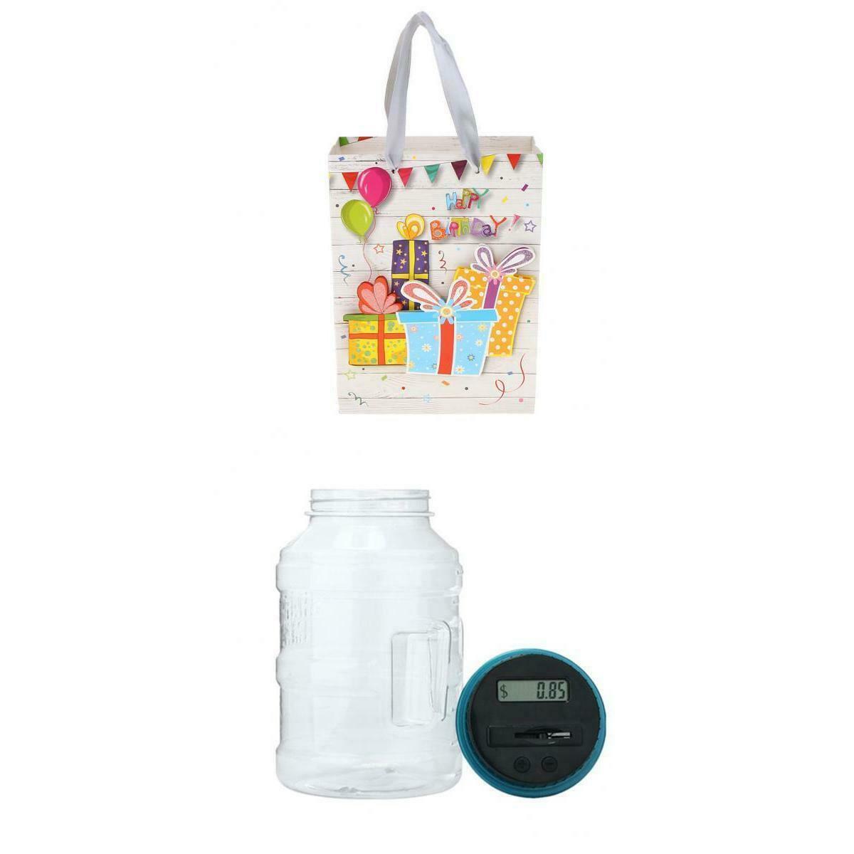 Electronic Digital Saving Coin LCD Counter Jar with Gift Bag Boys and Girls
