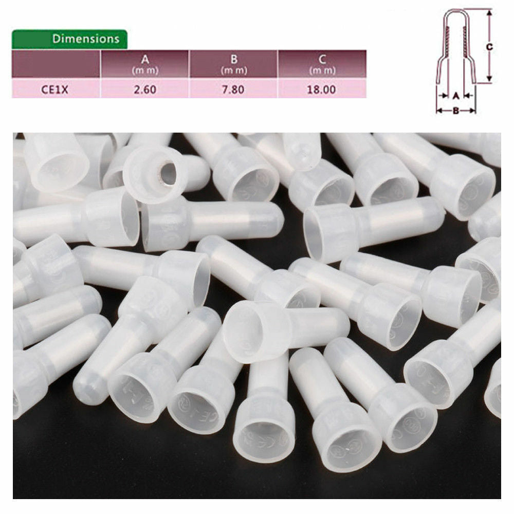 100pcs 22-16 GA AWG Closed End Crimp Caps Splice Gauge Wire Connectors Terminals