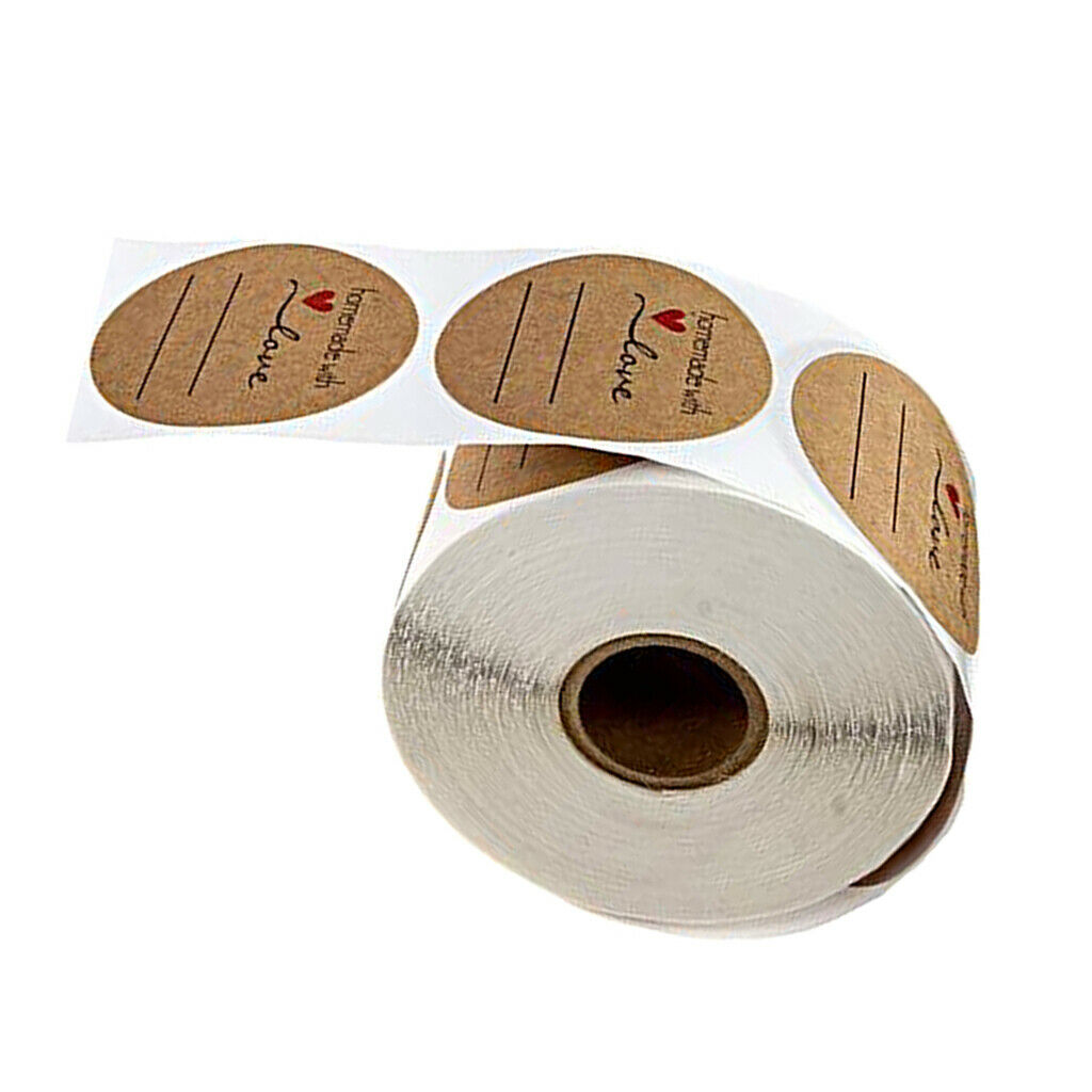 Decorative Sealing Stickers Homemade with Love Labels Roll,500-Pack 1 inch Round