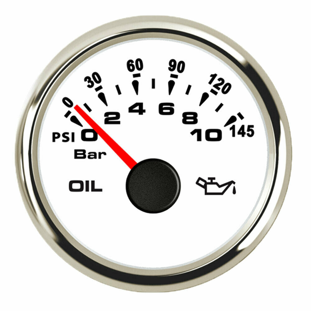 52mm white oil pressure gauge with sender 10-184ohms for car marine 7 colors led