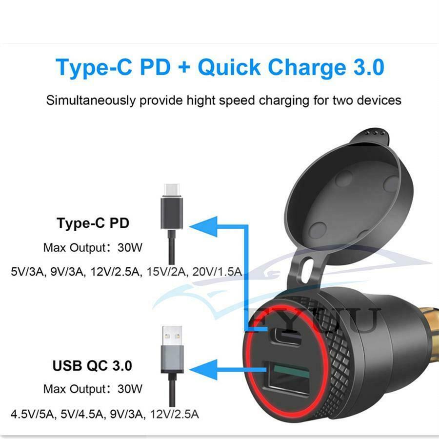 QC3.0 USB Type C PD Fast Charger Power Adapter Hella DIN Plug Socket For BMW