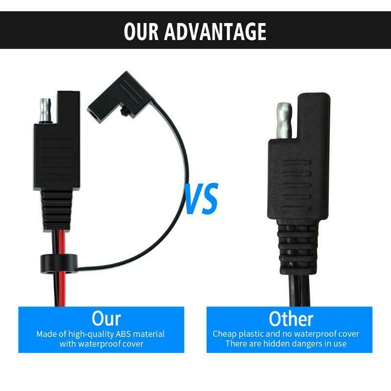 140CM 16AWG SAE-to O Ring Cord Socket Connector Cable Battery Charging CS-1423A1