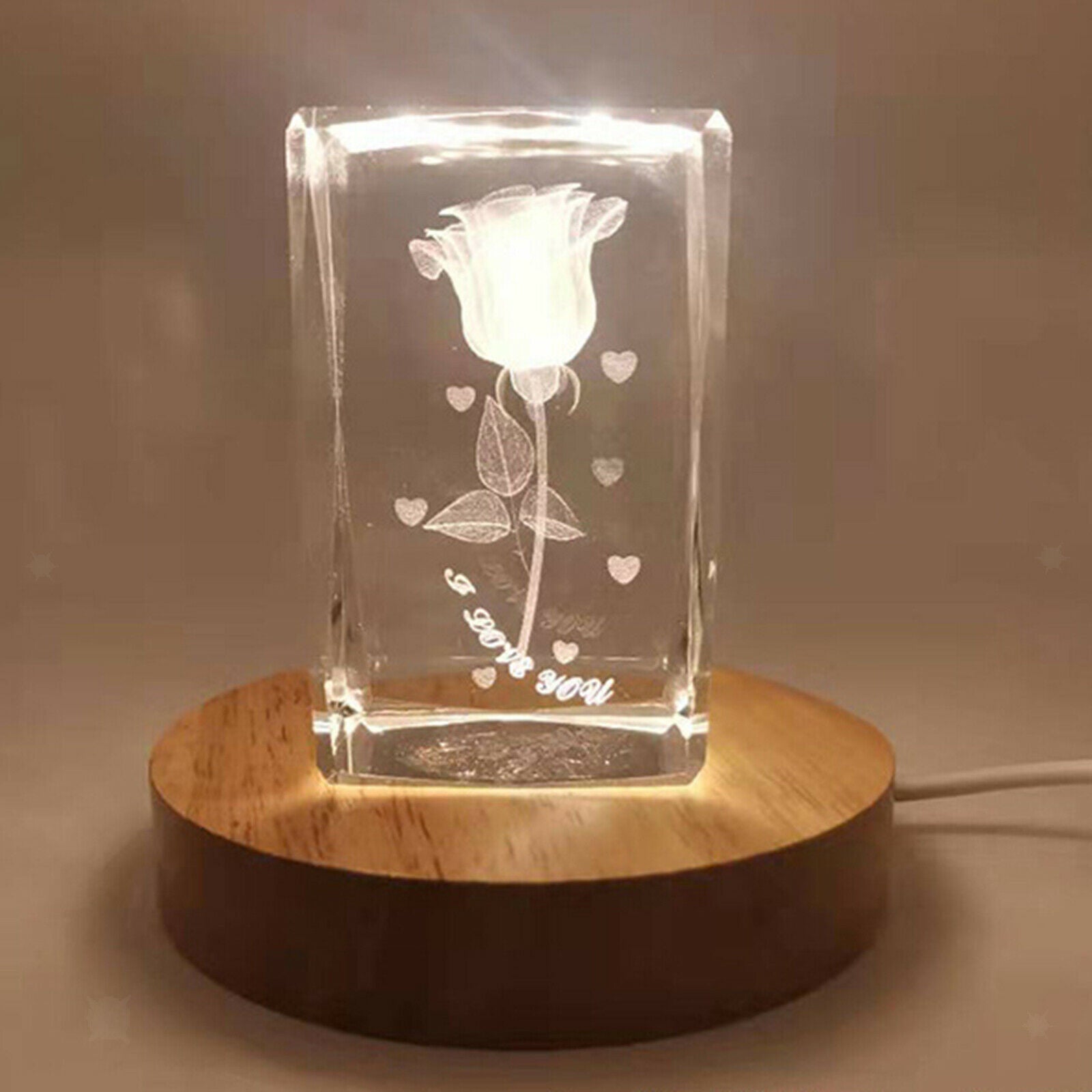 3 Colors Adjustable Wooden LED Light Display Base Stand for Crystal Ball