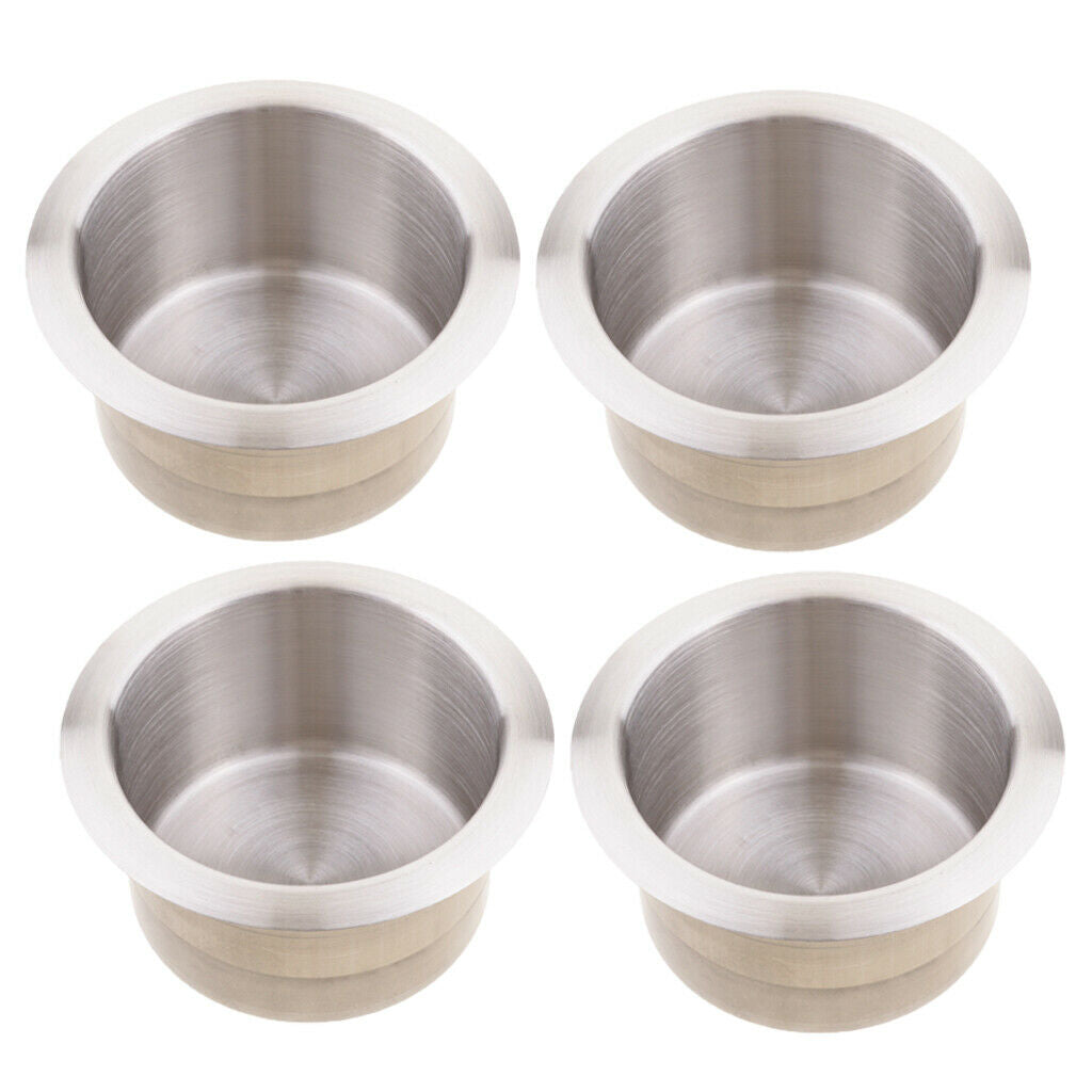 4pcs Stainless Steel Recessed Cup Drink Holder Marine Boat RV Camper 85x55mm