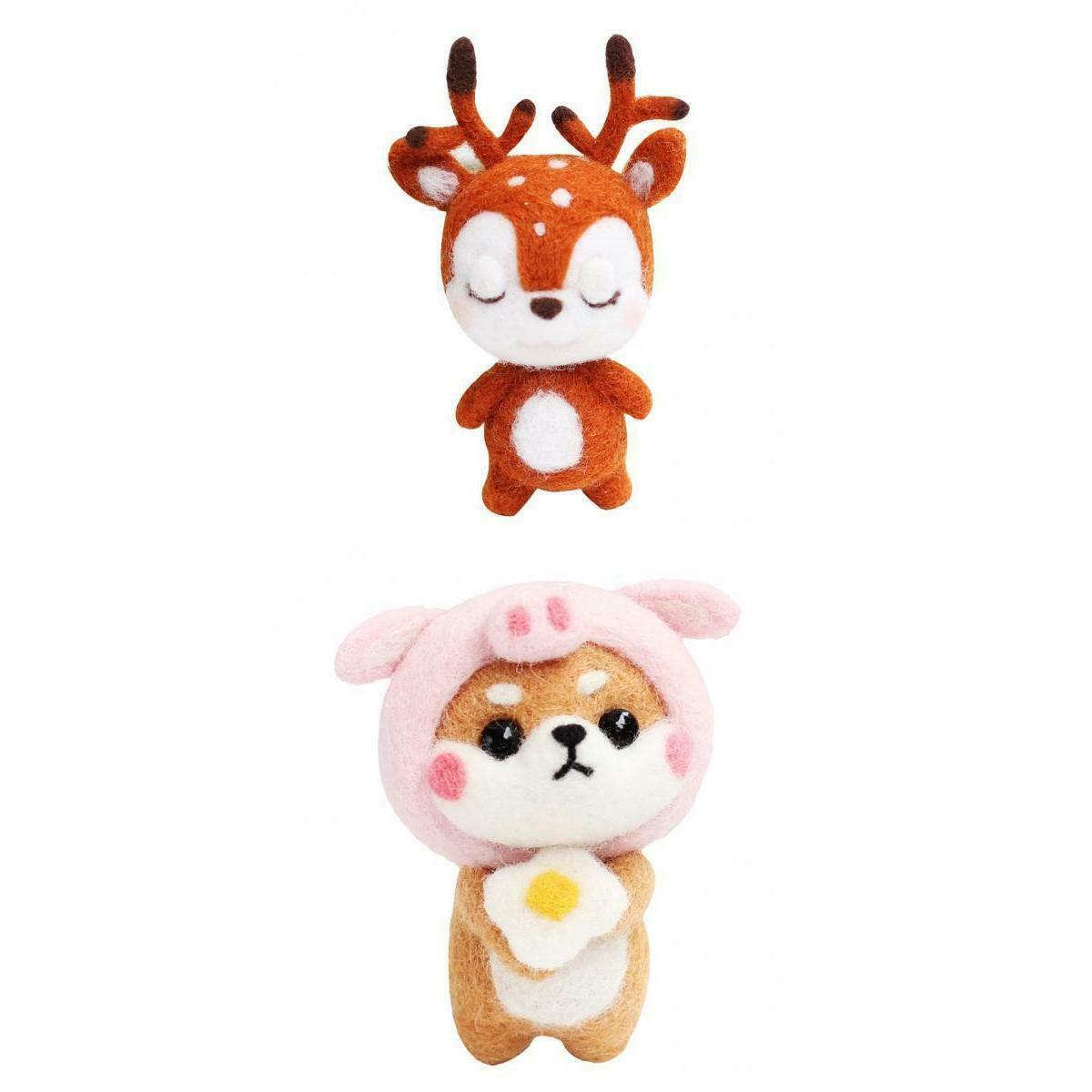 2 Sets Of Wool Felting Animals Kit DIY Handmade Non Finished Handcraft