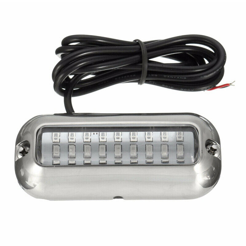 1PC 345 Lumens Stainless Steel 27 LED Blue Underwater Pontoon Boat Transom Light