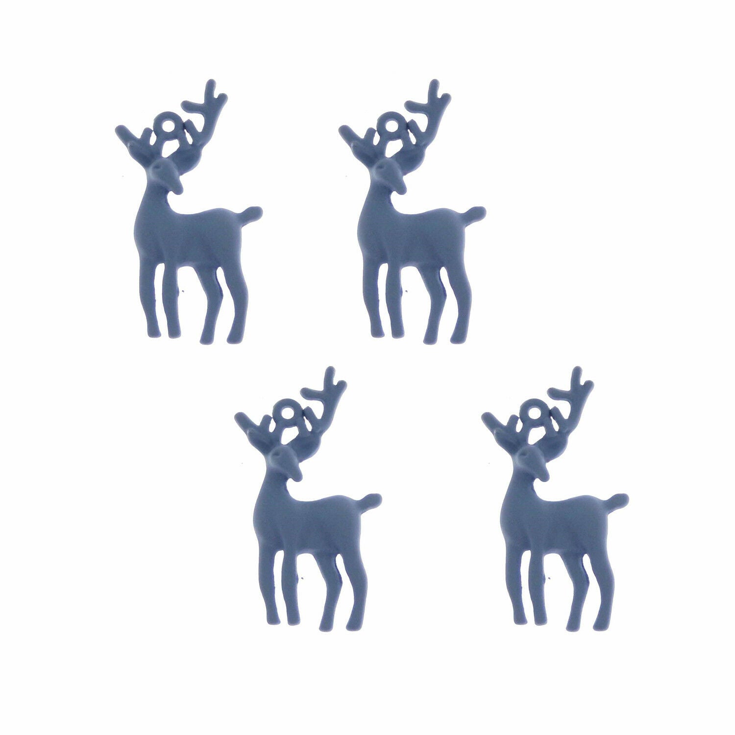 12 pcs Matte Alloy Charm Elk Blue Paint Christmas Reindeer Pendant Craft 14*29mm