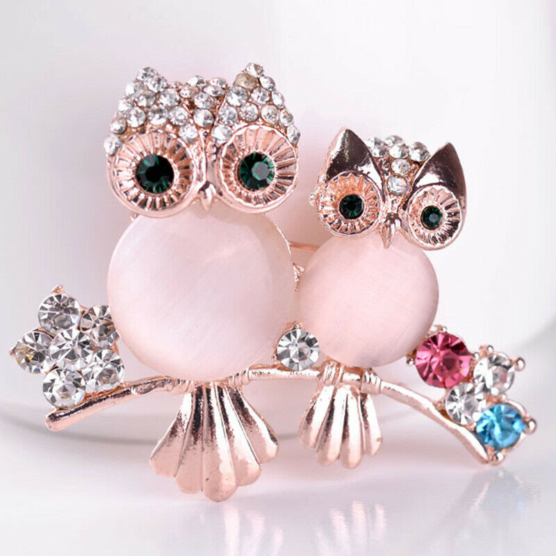 Cute Crystal Owl Animal Corsage Banquet Decoration Women Brooch Pin Jewelr.l8