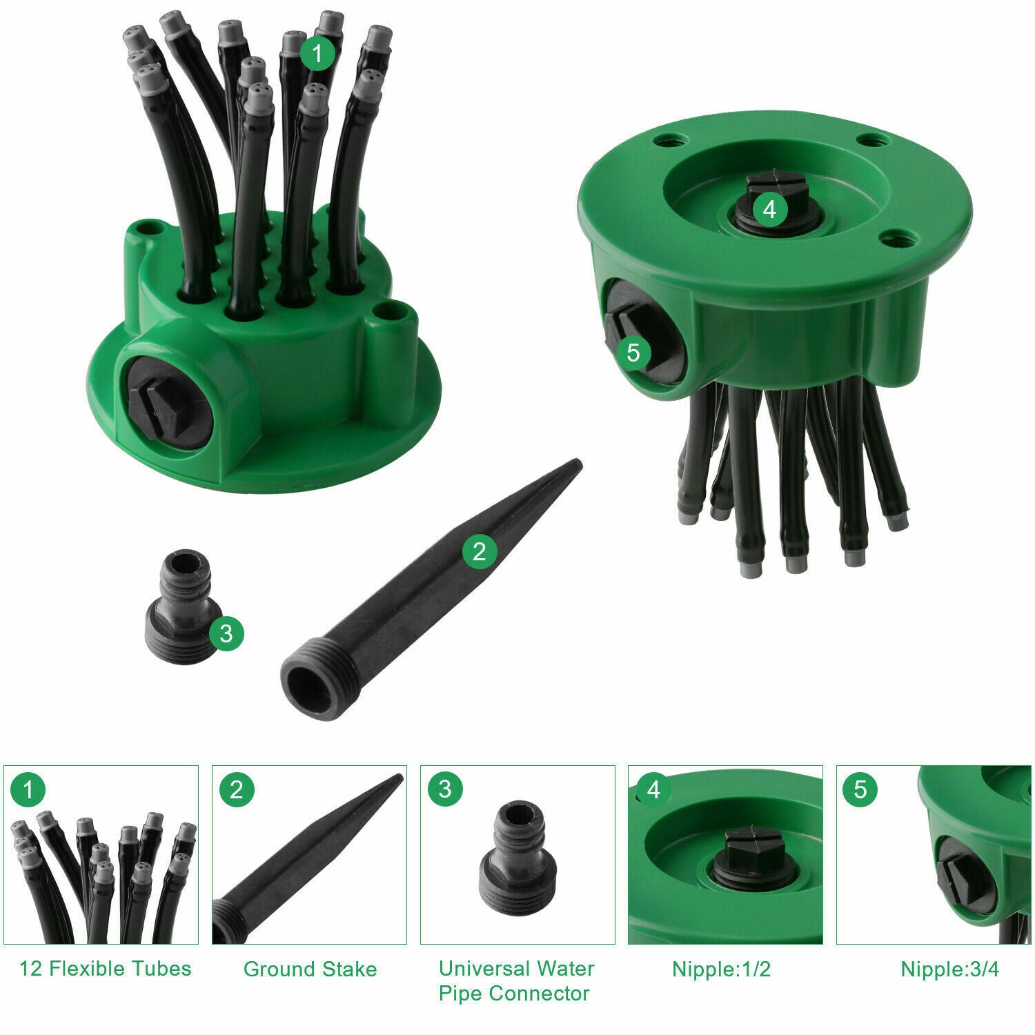 360° Flexible 12 Tubes Garden Lawn Yard  Water Sprinkler Watering Sprayer System