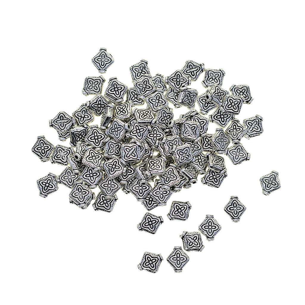 100 Pieces Metal Flower Craved Beads Loose for Jewelry Findings Crafts