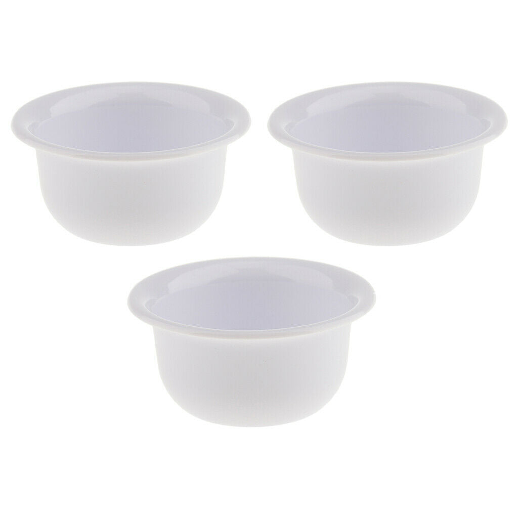 3 x White Plastic Men Shaving Mug Bowl Barber Beard Shave Brush Soap Mug Cup