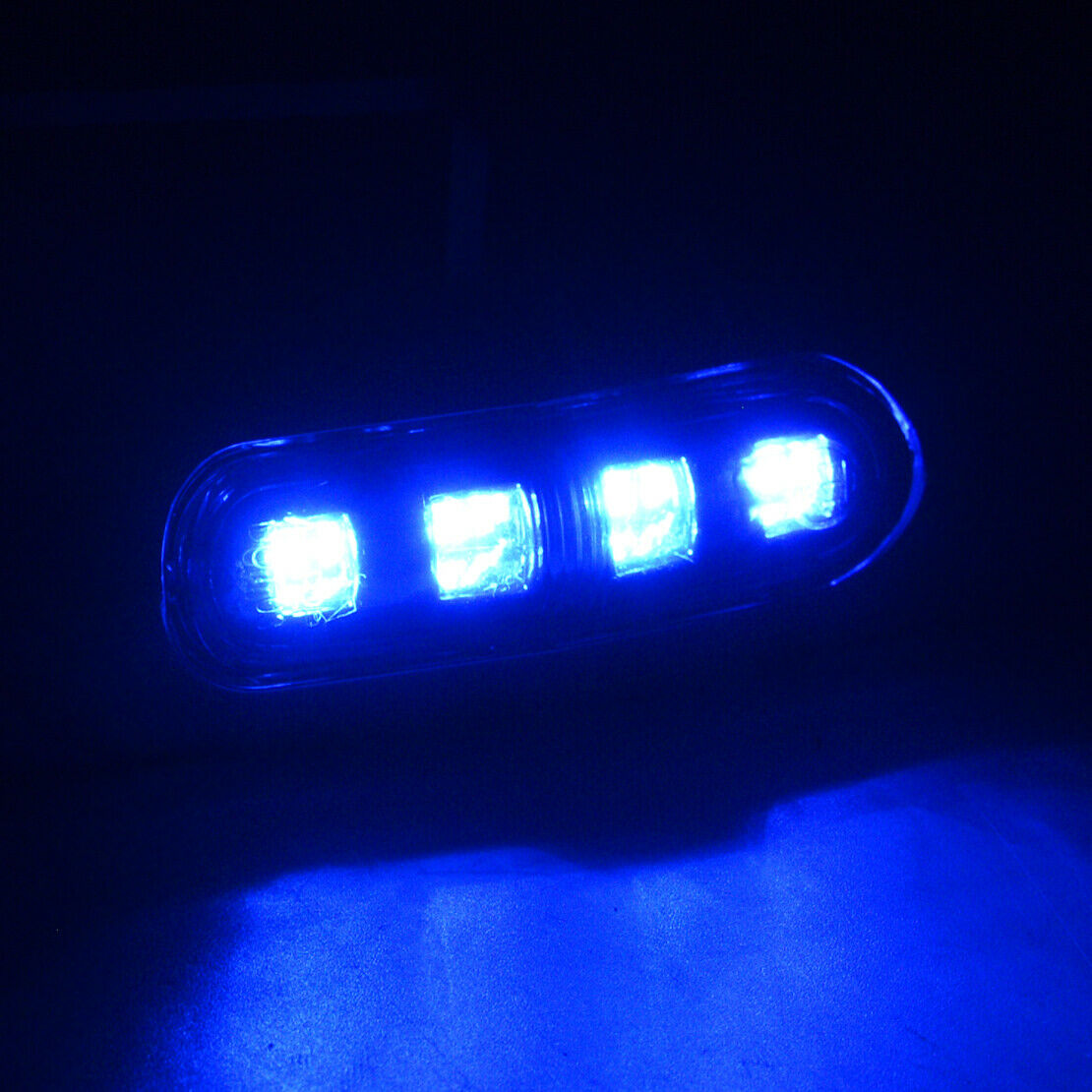 10pcs Blue 4-LED Side Clearance Marker Light For Car Truck Trailer Pickup 12/24V