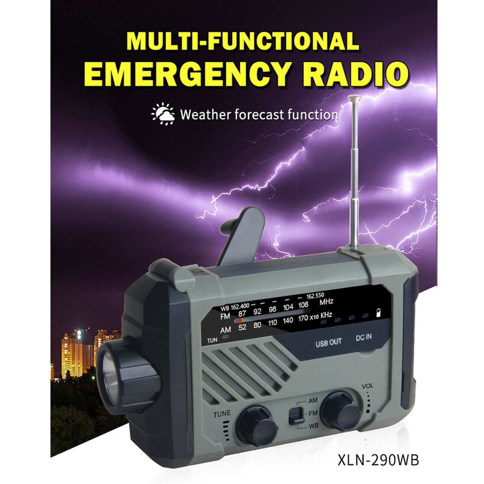 Emergency Weather Radio Portable Power Bank 2000mAh for Outdoor Survival