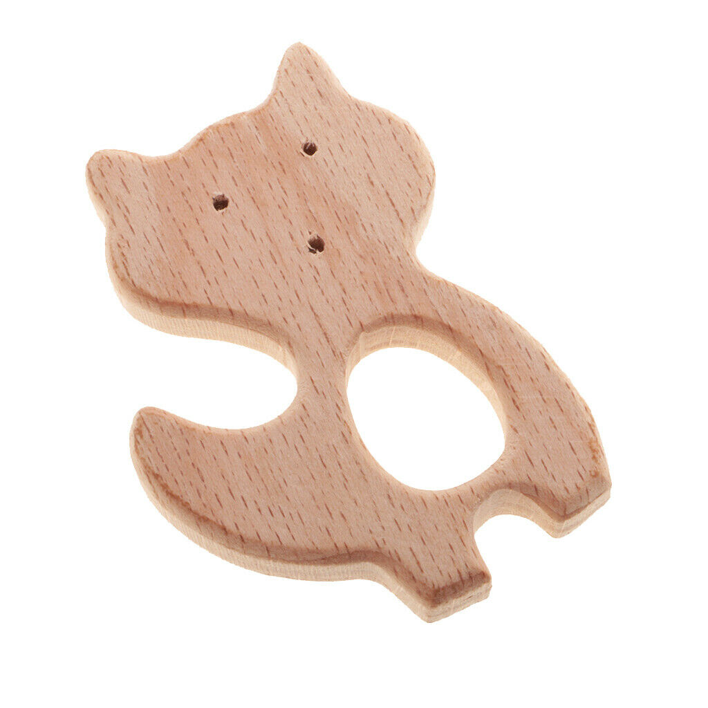 2 pcs Baby Teether Teething Ring Pendants Wooden Hedgehog lowrie Shape