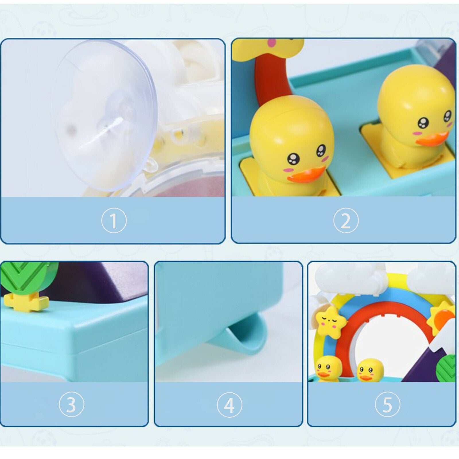 Kids Shining Rainbow Float Duck Toys with Tracks Water Spin Waterfall Games