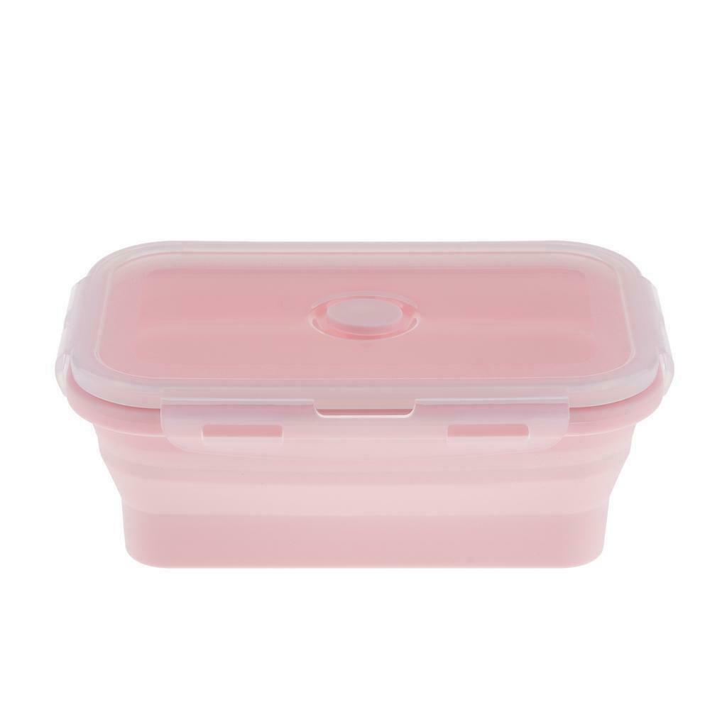 Collapsible Silicone Lunch Box Food Container Pink/Red/Green 800ml Pink