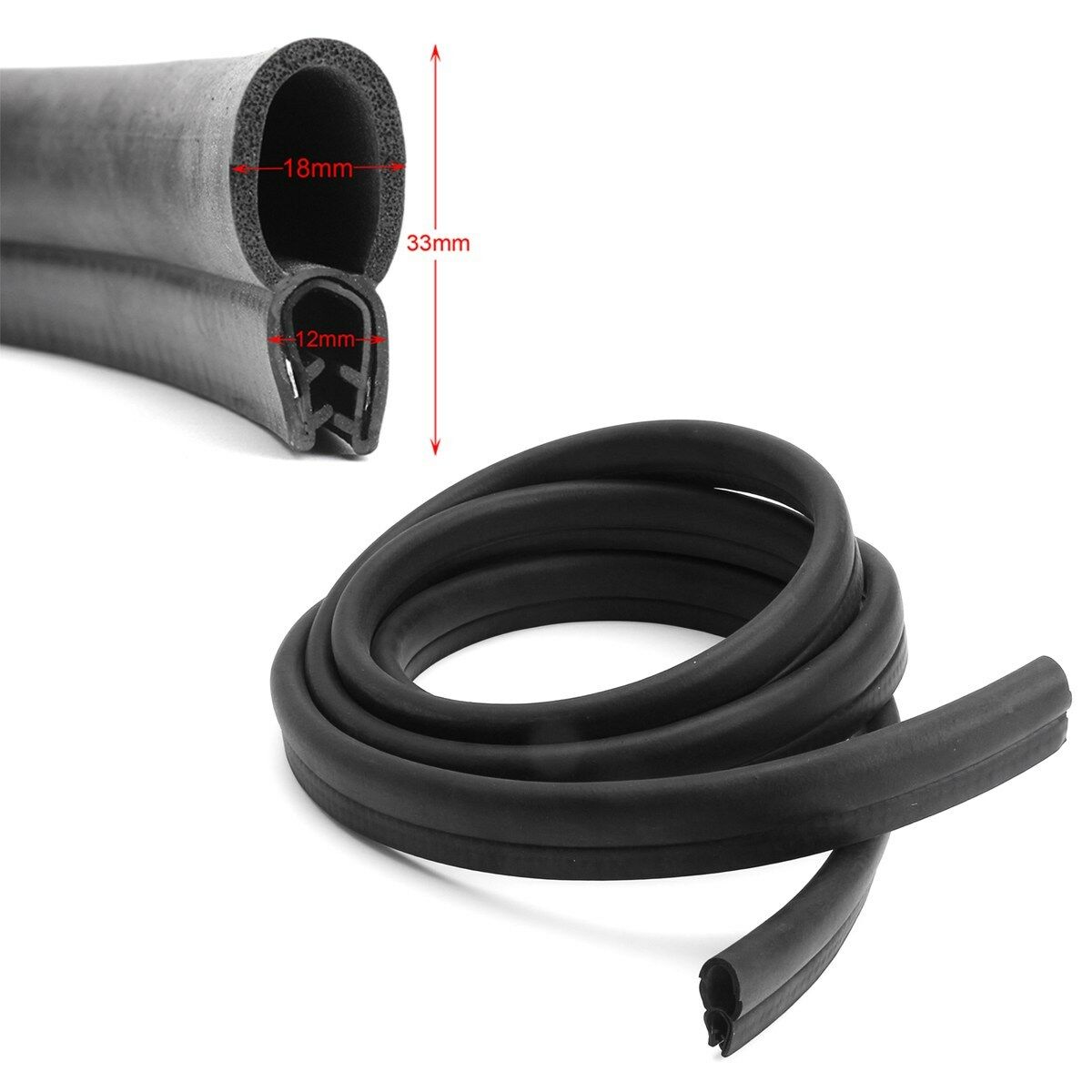 Black Car Auto Door Antiscratch Soundproof Edge Seal Strip O U Type Rubber Trim