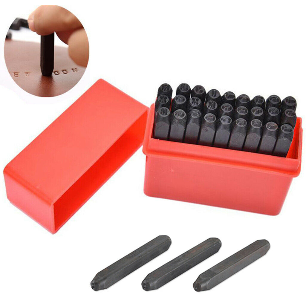 Alphabet Stamps Craft Set Letters Punch Steel Metal Leather Tool Case 4mm